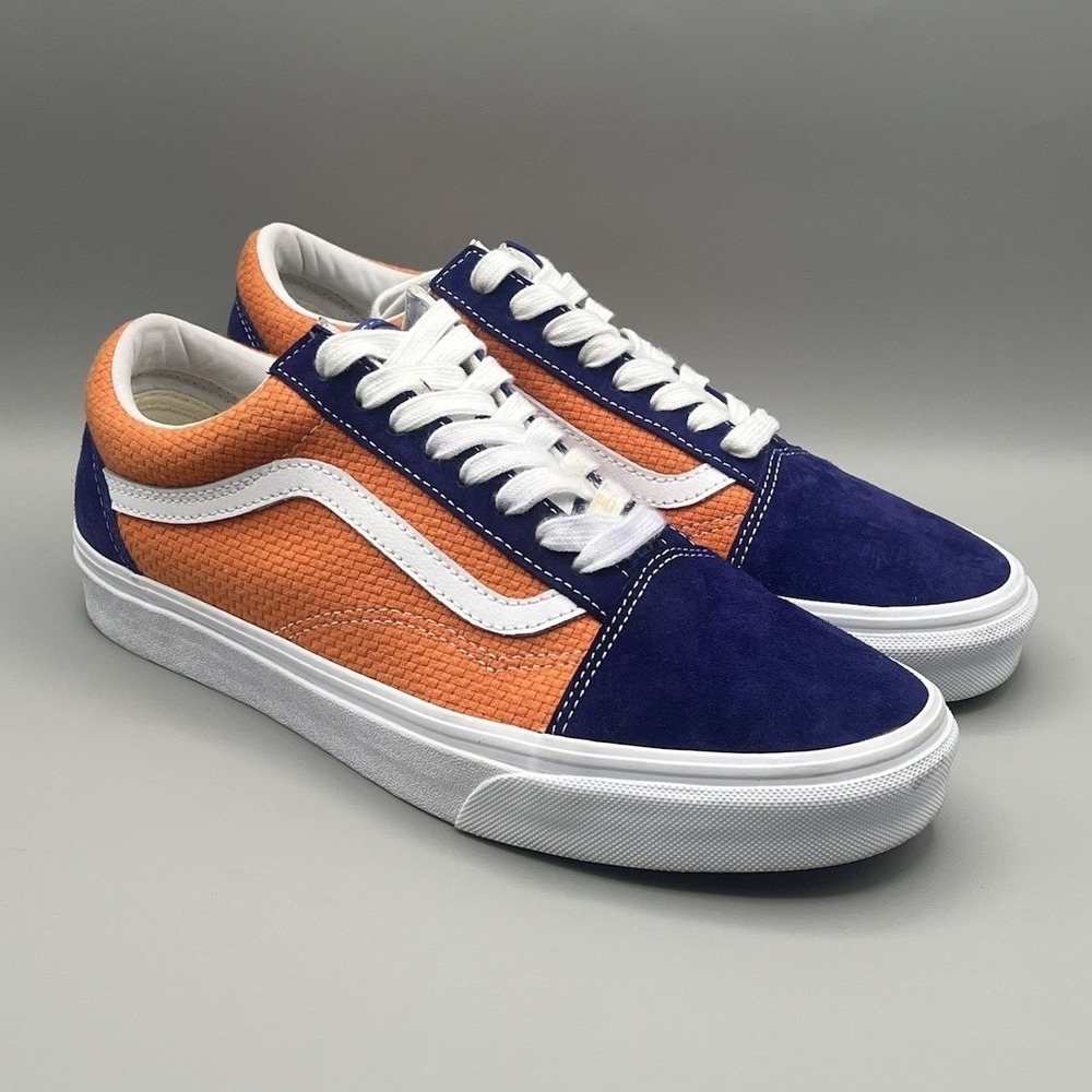 Vans Old Skool Orange And Blue Suede Skateboarding Shoes - Men's Size 8.5
